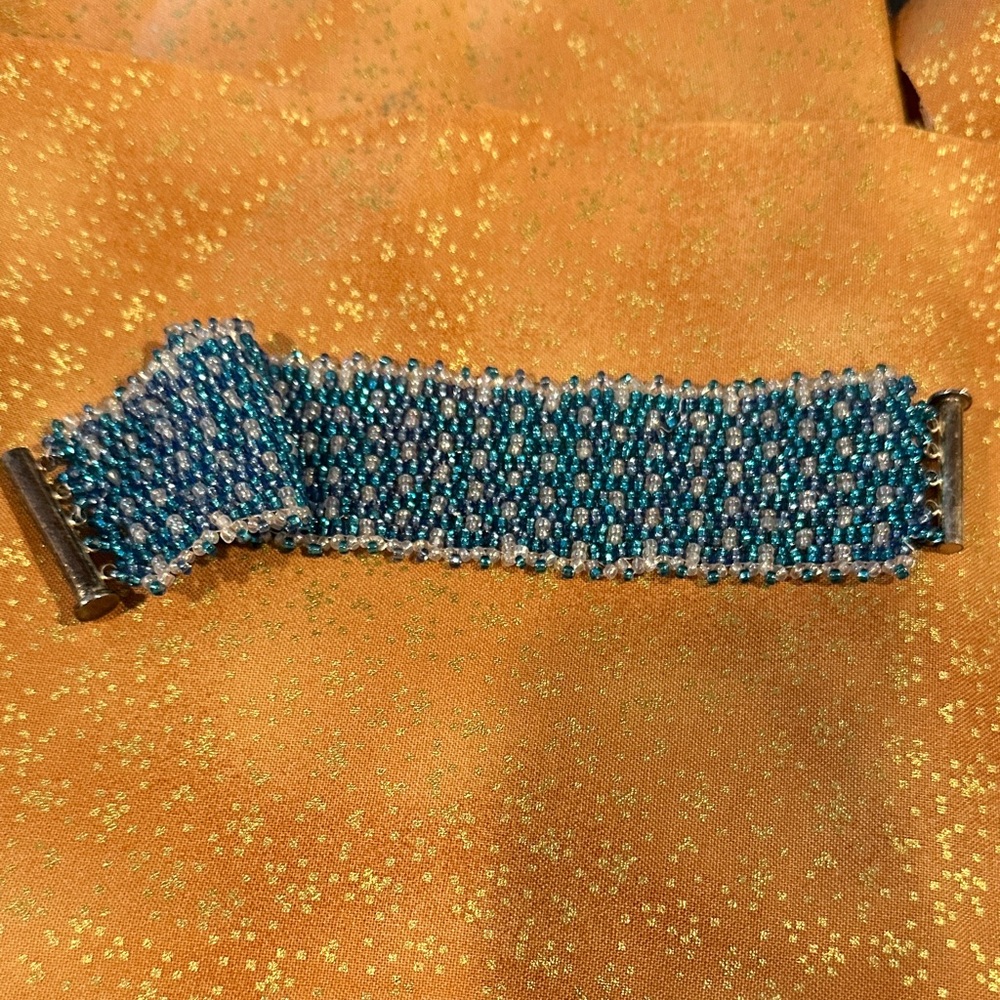 Beaded  Bracelet in Aqua and Blue